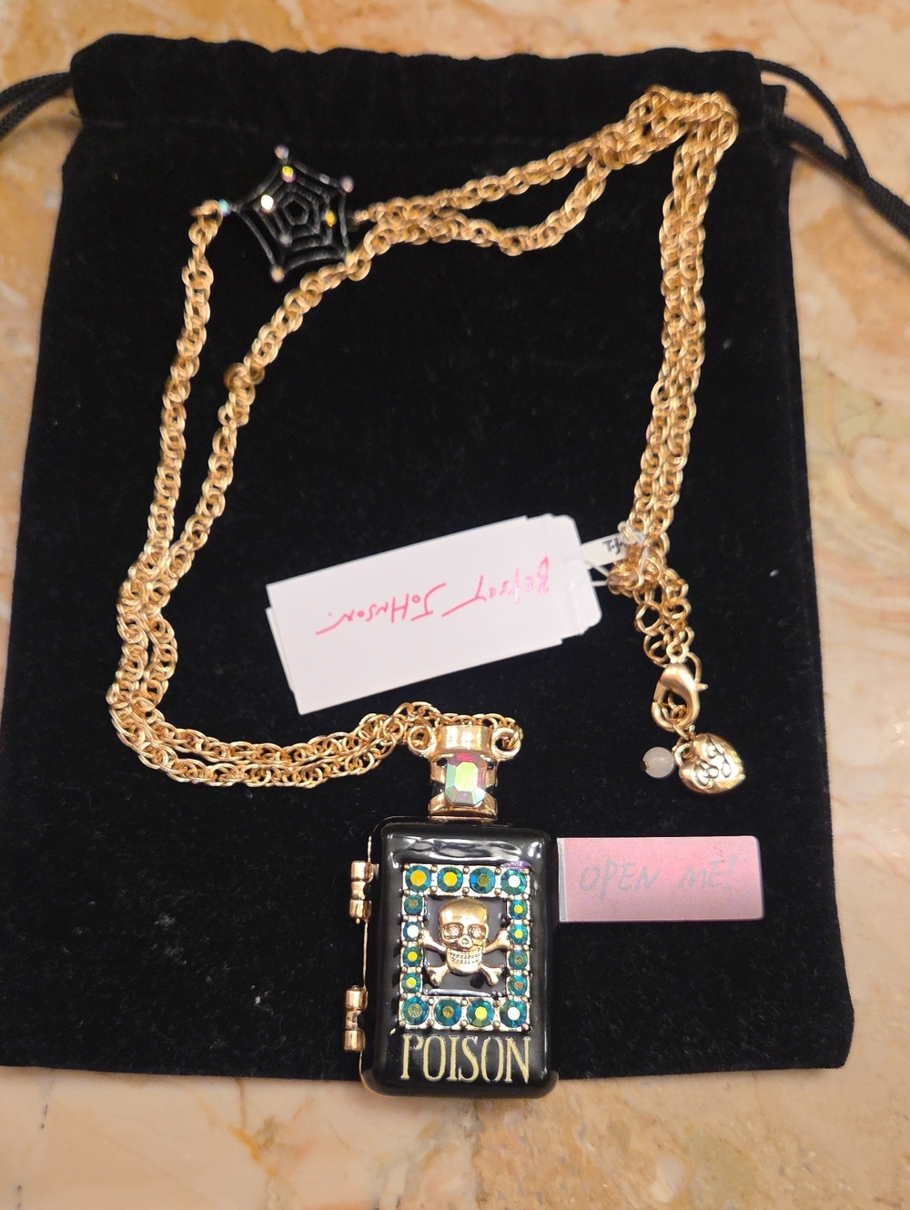 Betsey Johnson Gold & Black 'Poison' Pendant Necklace